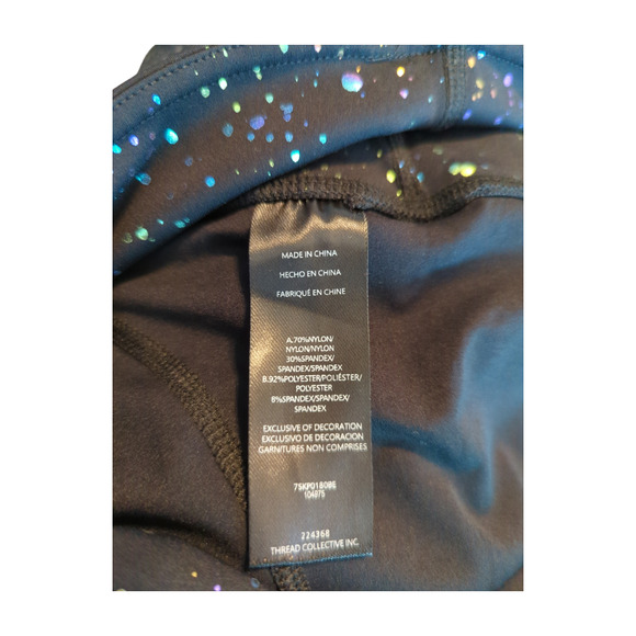 BEBE Black Metallic Splatter Sheer Mesh Performance Leggings Medium 6 8 NEW - Picture 10 of 13